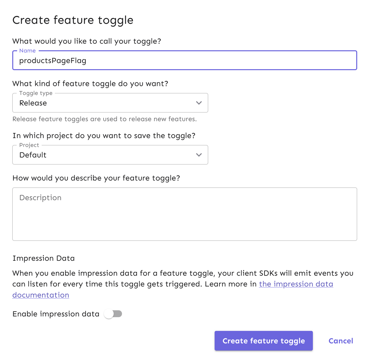 Create a flag in Unleash called "productsPageFlag".
